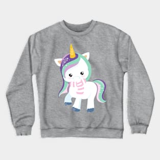 Winter Unicorn, Cute Unicorn, Magic Unicorn, Scarf Crewneck Sweatshirt